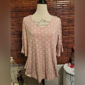 Blush Floral Eyelet Women's Tunic